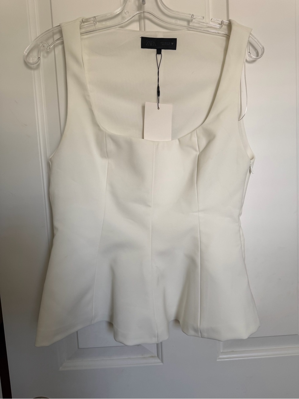 Zara Cream Scoop Neck Peplum Top